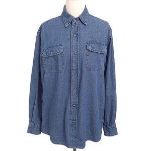 Wrangler Blue Chambray Denim Button Down Long Sleeve Top- Women's